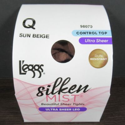 Leggs Silken Mist Pantyhose Tights Control Top Ultra Sheer Q Sun Beige